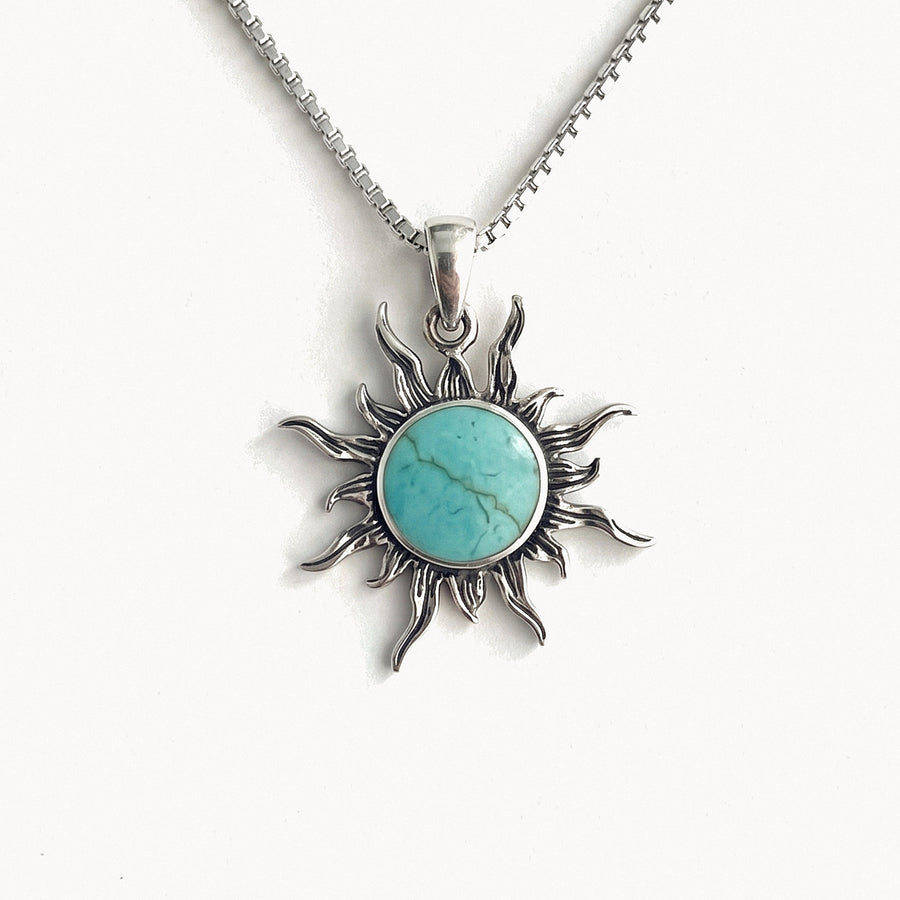 Turquoise-Effect Sun Necklace