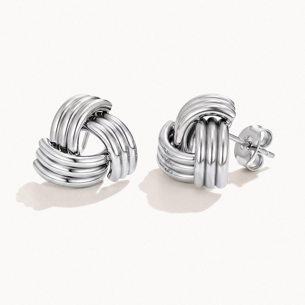 Twisted Knot Studs-Earrings-Yiyae-Silver-Yiyae