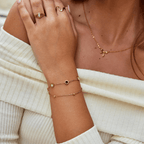Two-Tone Stone Bracelet - Gold - Bracelets - Yiyae - foto 8