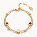 Two-Tone Stone Bracelet - Gold - Bracelets - Yiyae