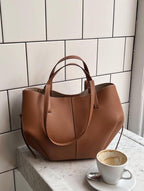 Vintage Leather Tote Bag-Bags-Yiyae-Yiyae