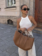 Vintage Leather Tote Bag-Bags-Yiyae-Yiyae