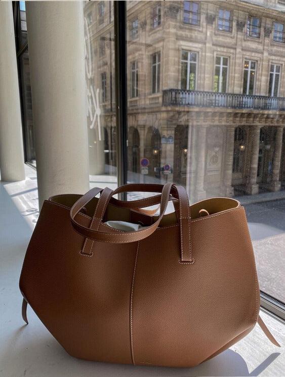Vintage Leather Tote Bag-Bags-Yiyae-Yiyae