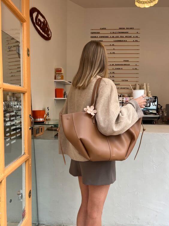 Vintage Leather Tote Bag-Bags-Yiyae-Yiyae