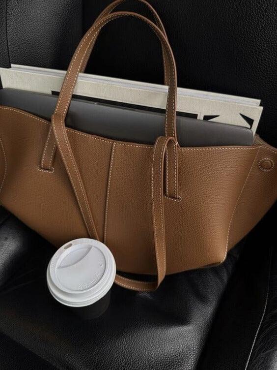 Vintage Leather Tote Bag-Bags-Yiyae-Yiyae