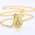 Virgin Mary Medallion Necklace-Necklaces-Yiyae-Yiyae
