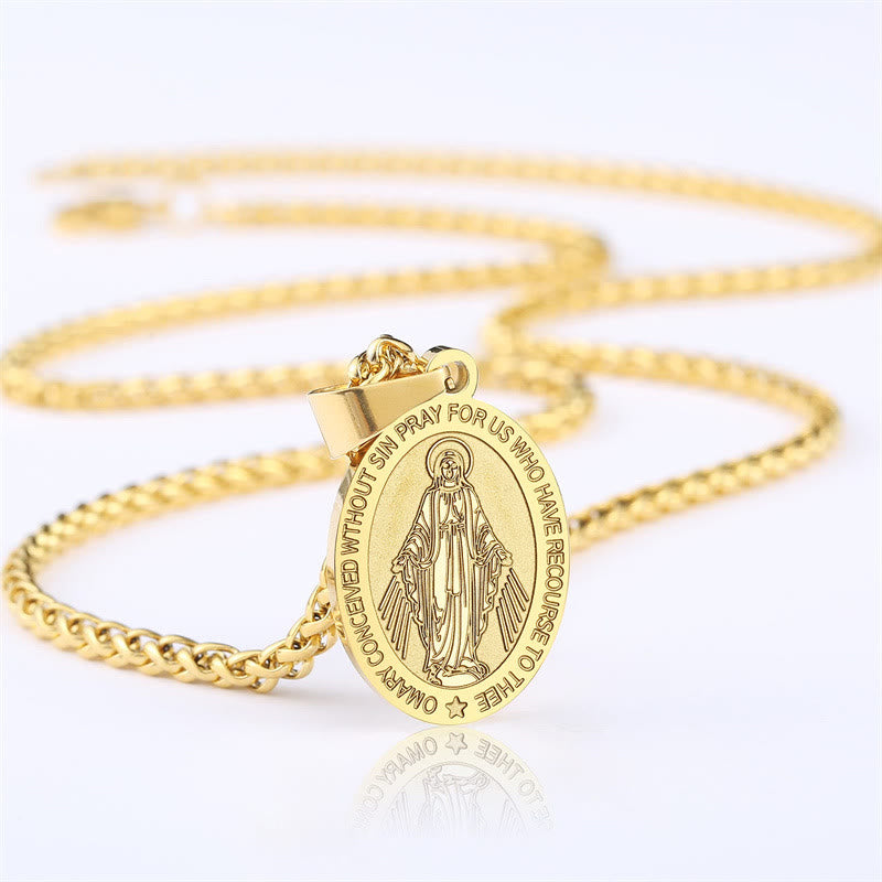 Virgin Mary Medallion Necklace-Necklaces-Yiyae-Yiyae