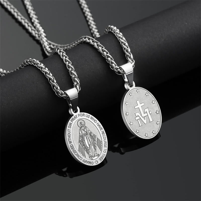 Virgin Mary Medallion Necklace-Necklaces-Yiyae-Yiyae