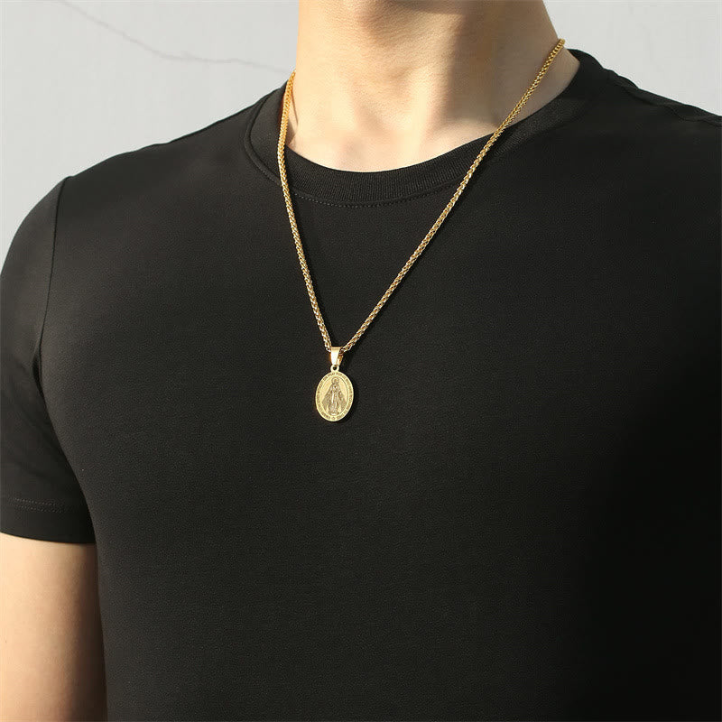 Virgin Mary Medallion Necklace-Necklaces-Yiyae-Yiyae