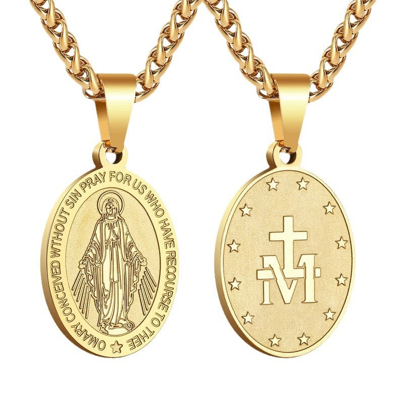 Virgin Mary Medallion Necklace-Necklaces-Yiyae-Yiyae