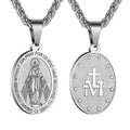 Virgin Mary Medallion Necklace-Necklaces-Yiyae-Silver-Yiyae