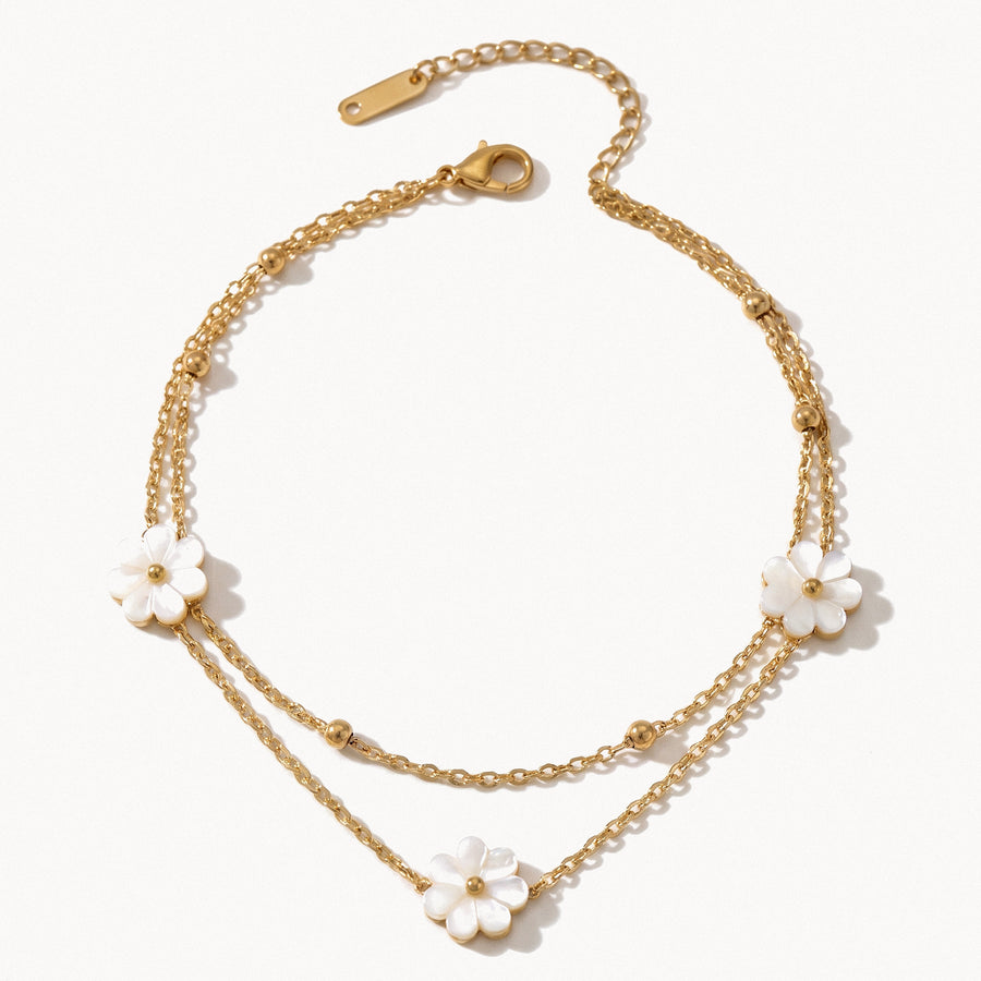 White Flower Anklet