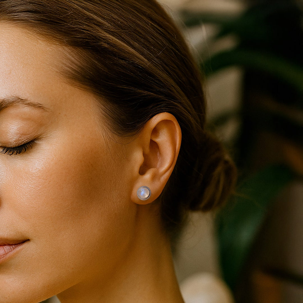 White Stone Stud Earrings-Earrings-Yiyae-Yiyae