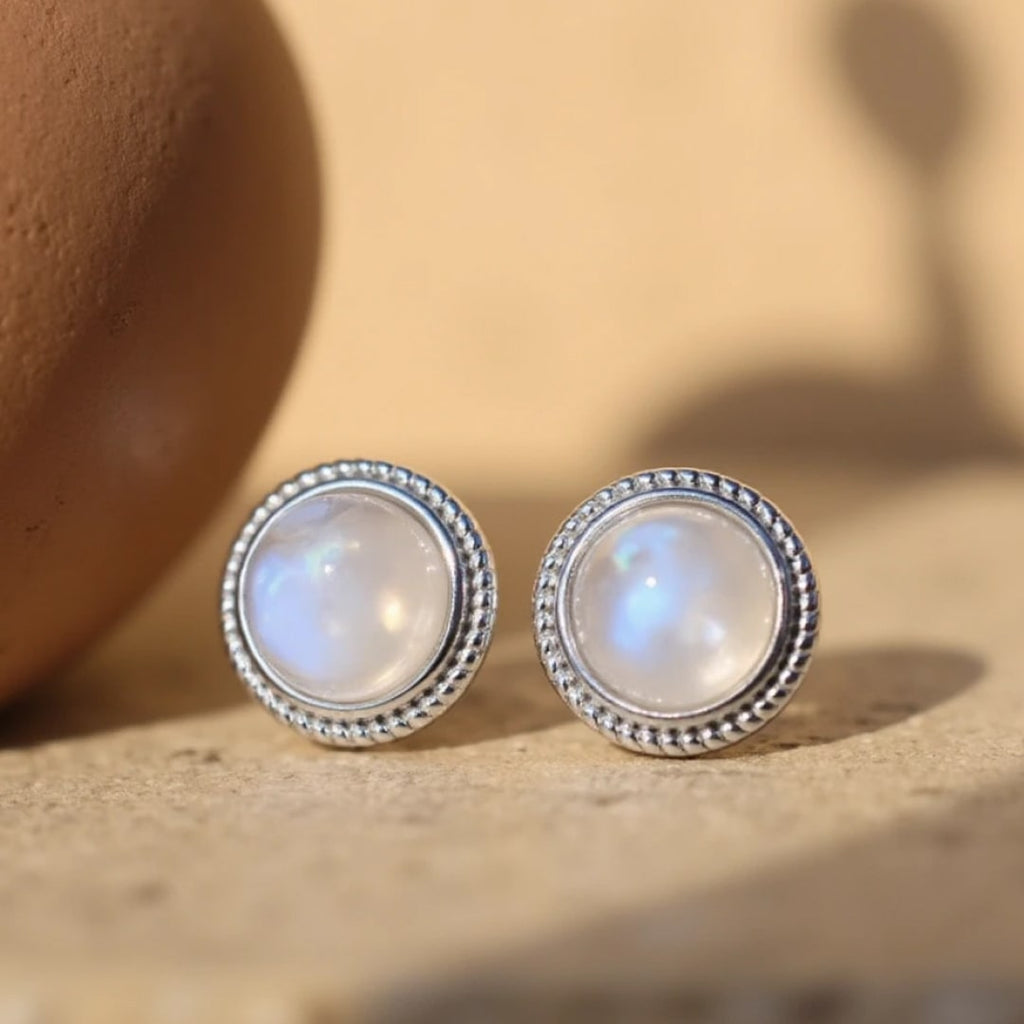 White Stone Stud Earrings-Earrings-Yiyae-Yiyae