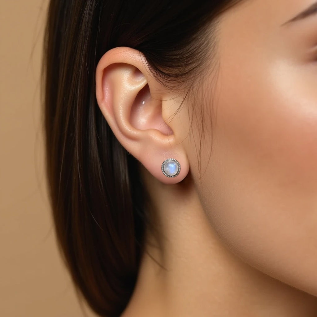 White Stone Stud Earrings-Earrings-Yiyae-Yiyae