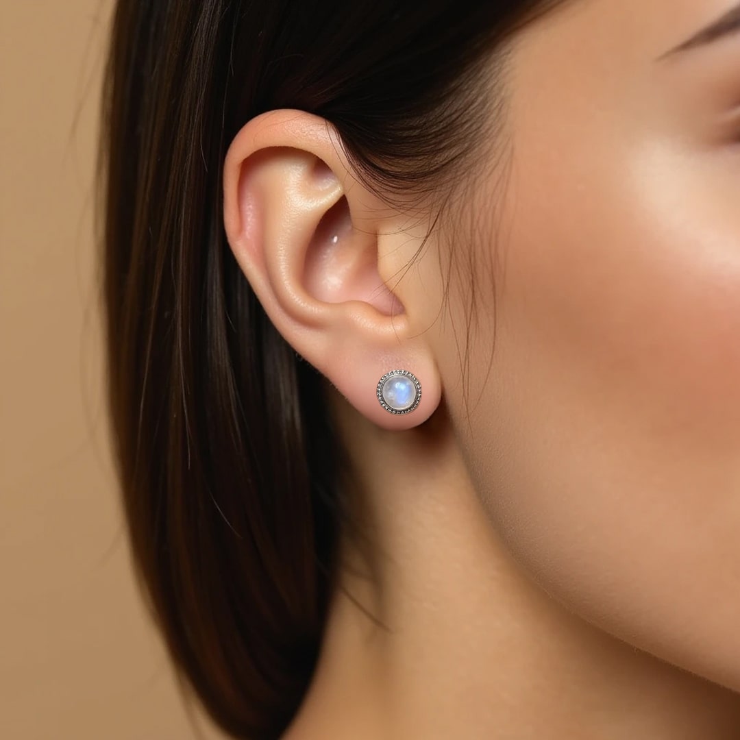 White Stone Stud Earrings-Earrings-Yiyae-Yiyae