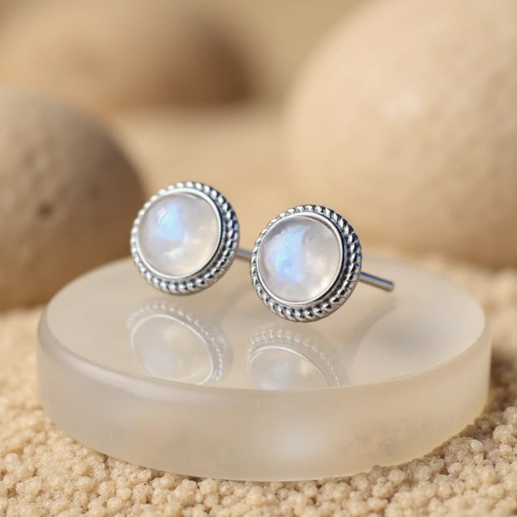 White Stone Stud Earrings-Earrings-Yiyae-Yiyae