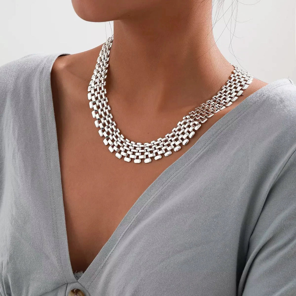 Wide Flat Link Necklace-Necklaces-Yiyae-Yiyae