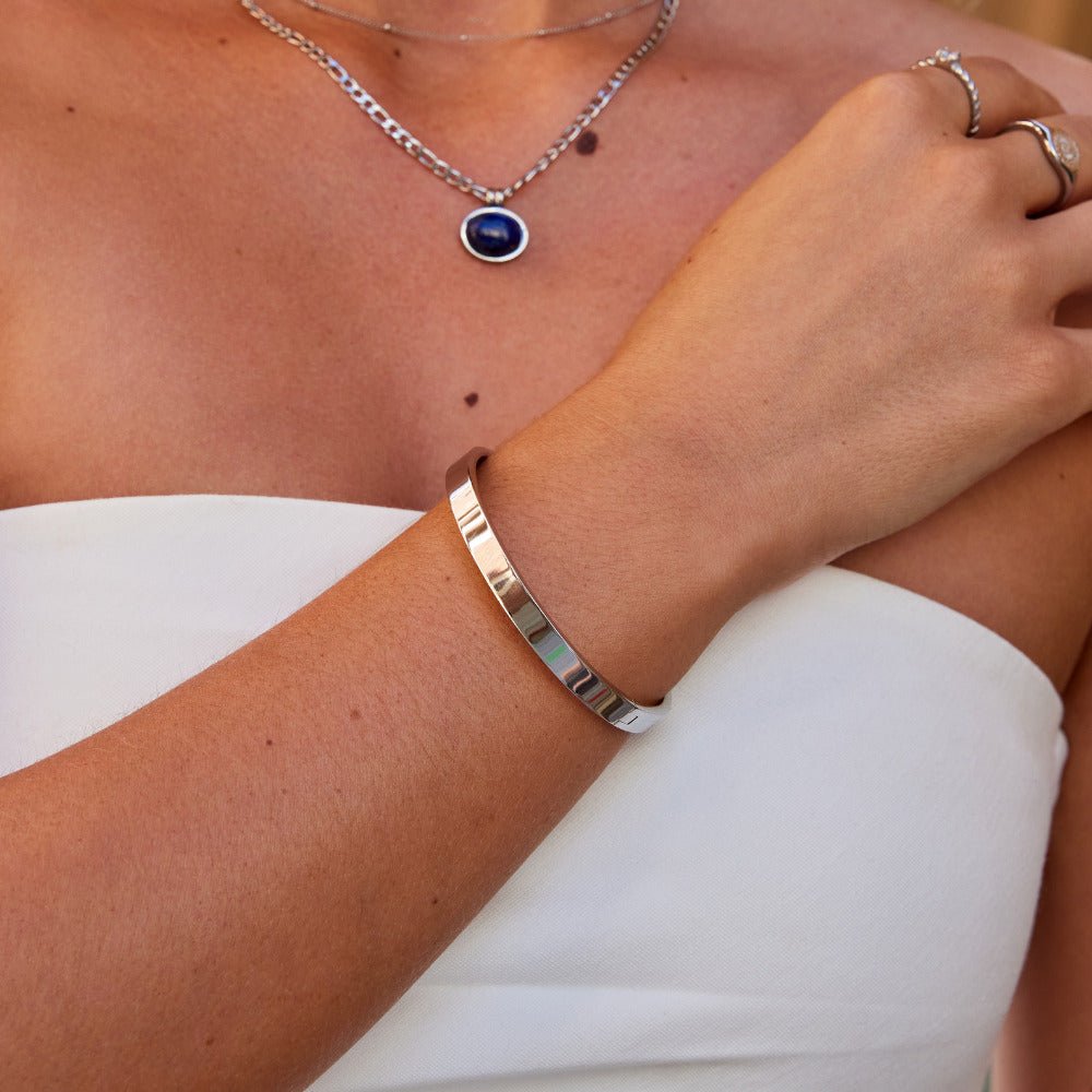 Wide Silver-Tone Bangle-Bracelets-Yiyae-Yiyae