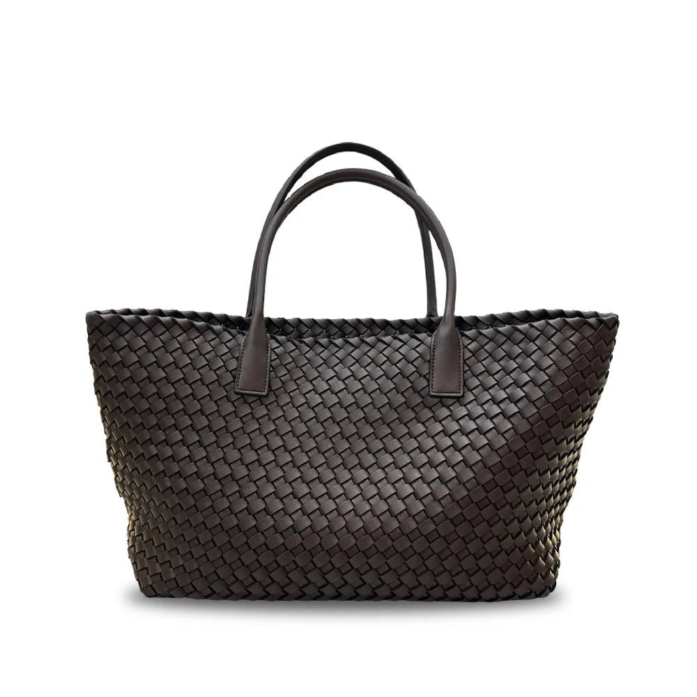 Woven Leather Tote Bag-Bags-Yiyae-Yiyae