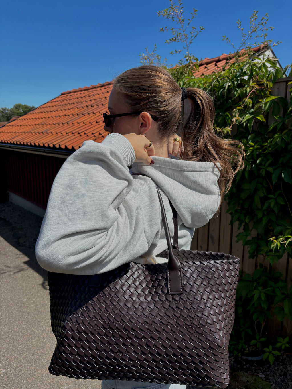 Woven Leather Tote Bag-Bags-Yiyae-Yiyae