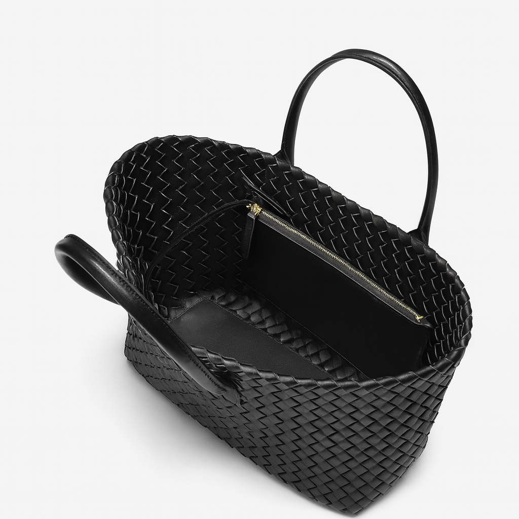 Woven Leather Tote Bag-Bags-Yiyae-Yiyae