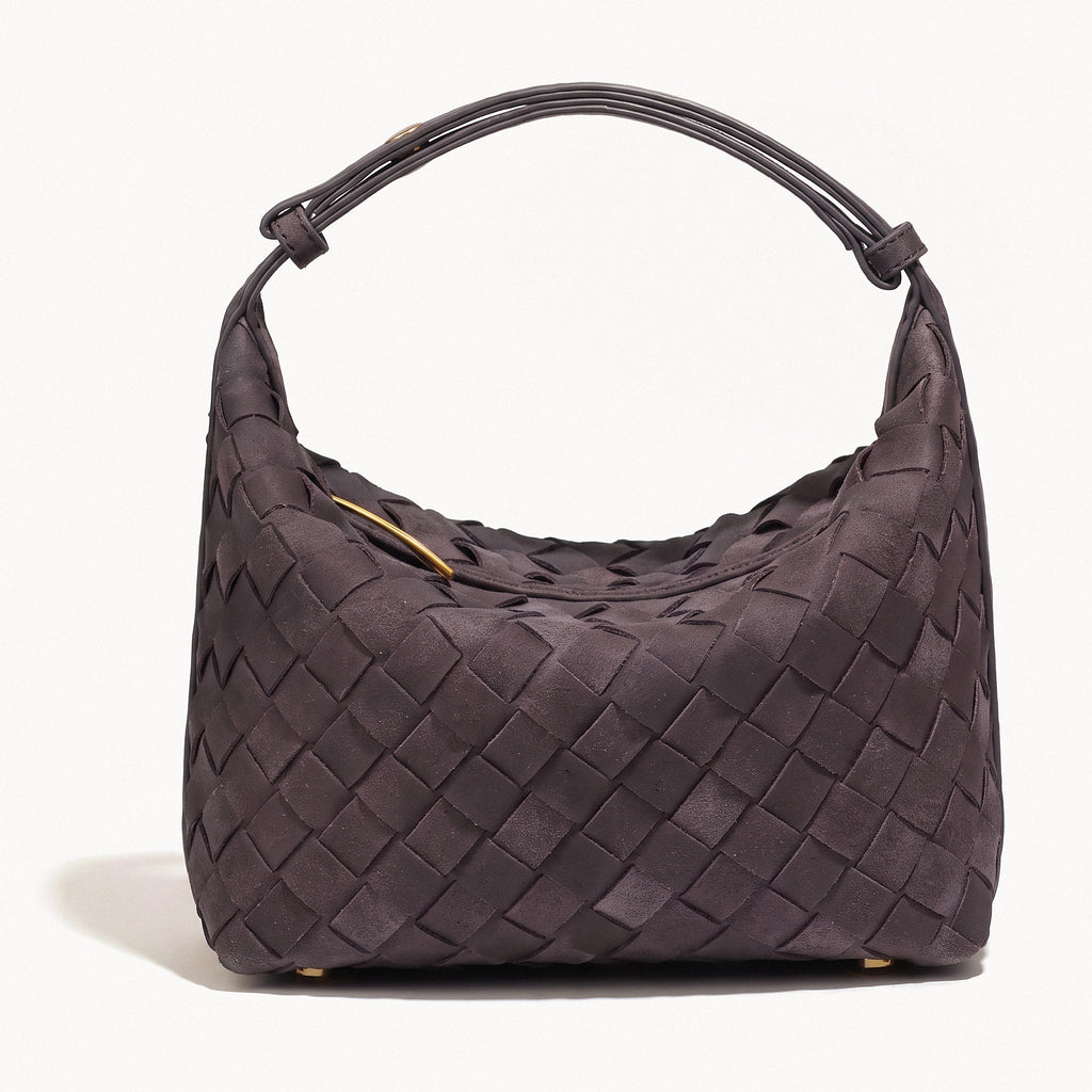 Woven Suede Shoulder Bag-Bags-Yiyae-Plum-Yiyae